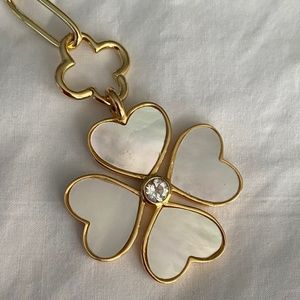 ASHA Clover Lariat chain with Heart Clover Charm and coordinating Heart Studs